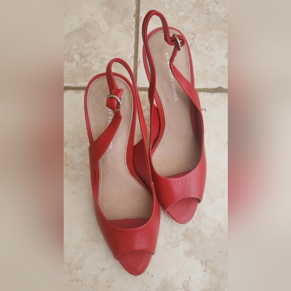Kurt Geiger Red Cork Heeled Sandals Size 40